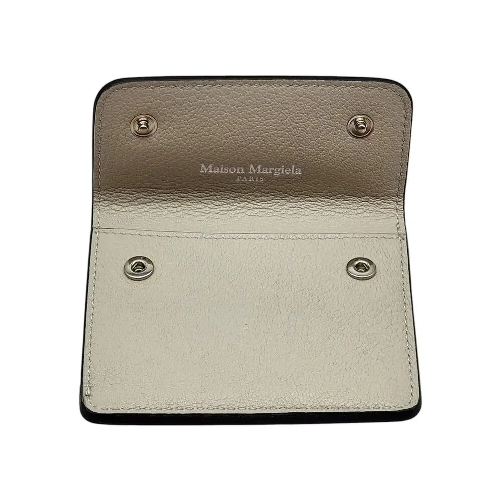 Maison Margiela Four Stitch Leather Card Holder Black Beige - NWB